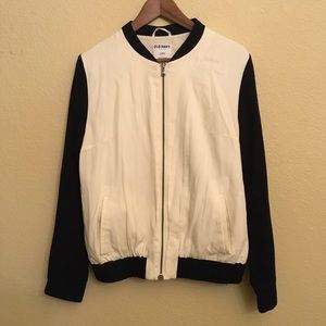 Old Navy Cream And Black Bomber Jacket Size L